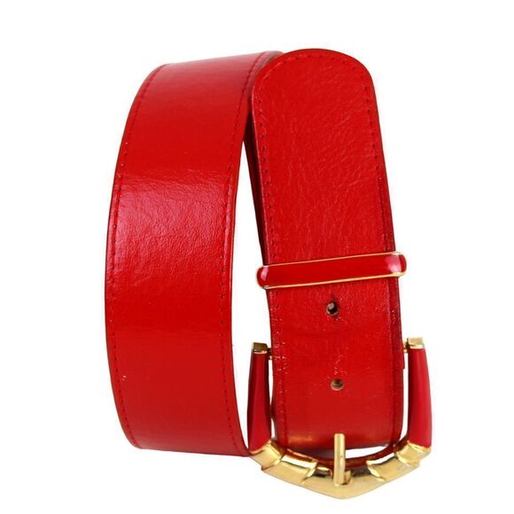 VTG ST. JOHN RED GENUINE LEATHER 1.5"Wd DRESS CASUAL WOMEN'S BELT Sz 8/S (G50 - Picture 1 of 15